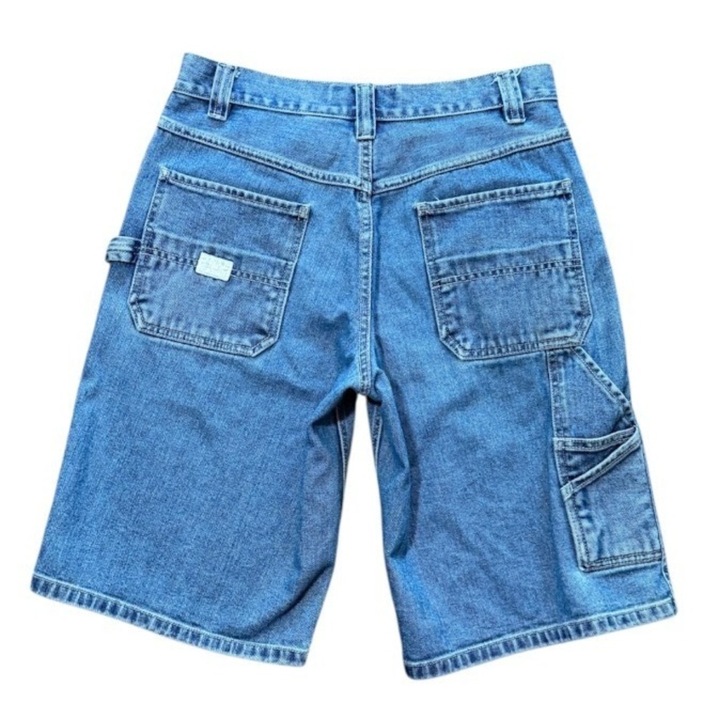 Vintage Y2K Old Navy Mens Painter Cargo Jorts Blue Denim Carpenter Jean Shorts